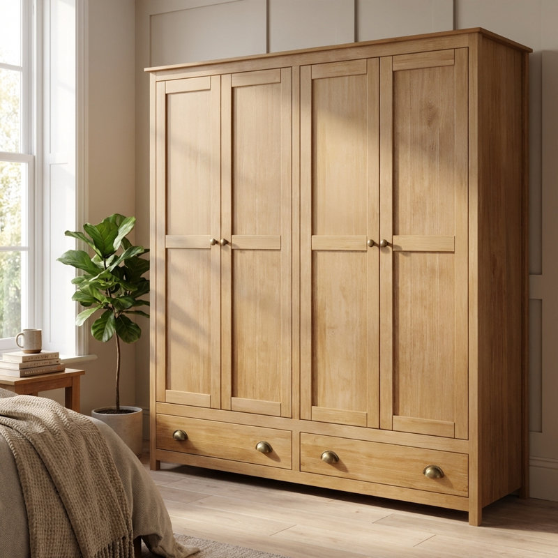 Armoire en bois massif Topazio 69,3 "4D2S, Naturel