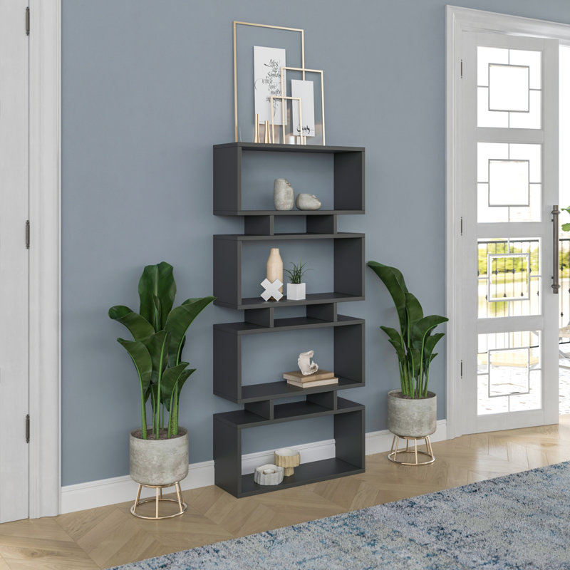 Bibliothèque géométrique H 63,4 "x l 28,35" Barzykin, Anthracite