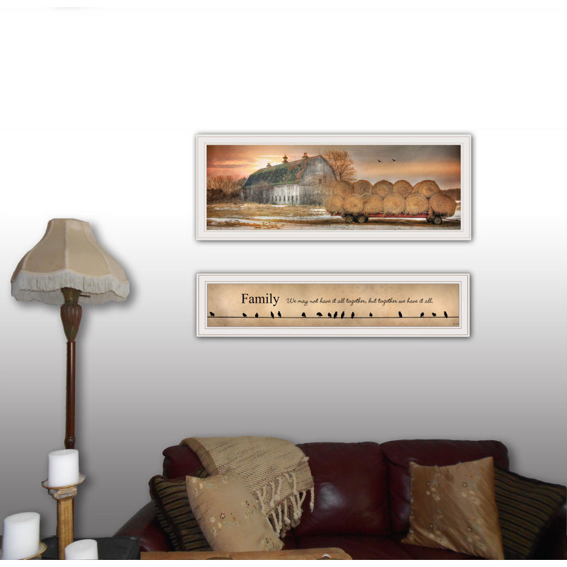 Ensemble d'art mural encadré vignette 2 pièces «Together Blessed» par Lori Deiter, Cadre blanc