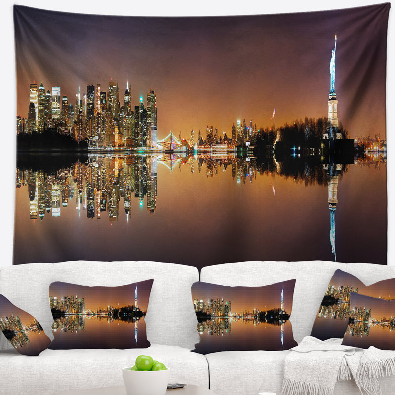 Photographie de paysage urbain tapisserie panorama de manhattan city, H 50 po x l 60 po