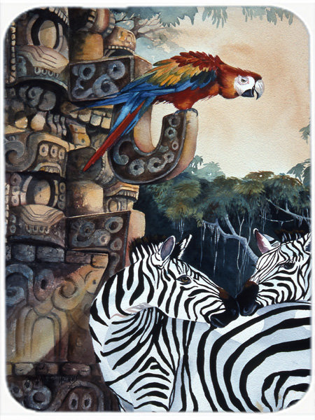 Planche à découper en verre s et perroquets caroline Zebra