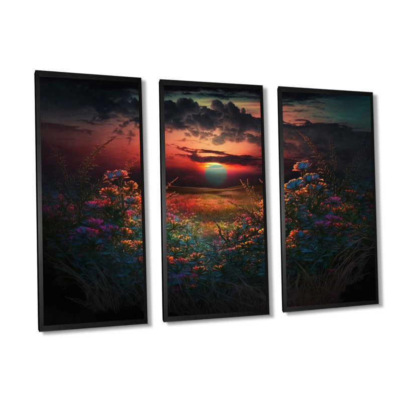 Ansony - 3 pièces, Toile encadrée noire, H 28 po x l 36 po x P 1 po