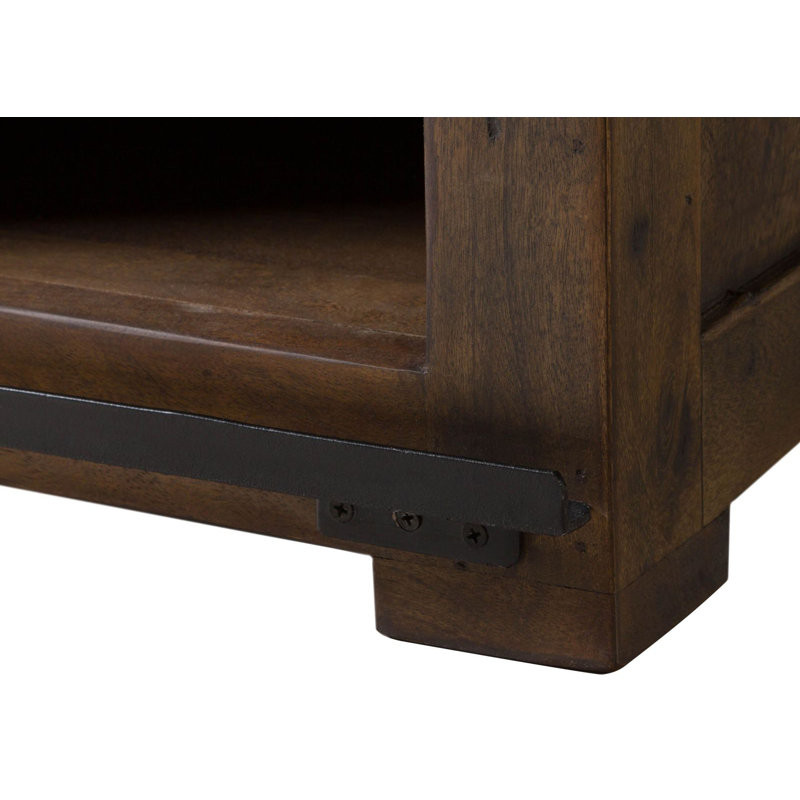 Solid Wood Coffee Table with Storage, Brown lacquered