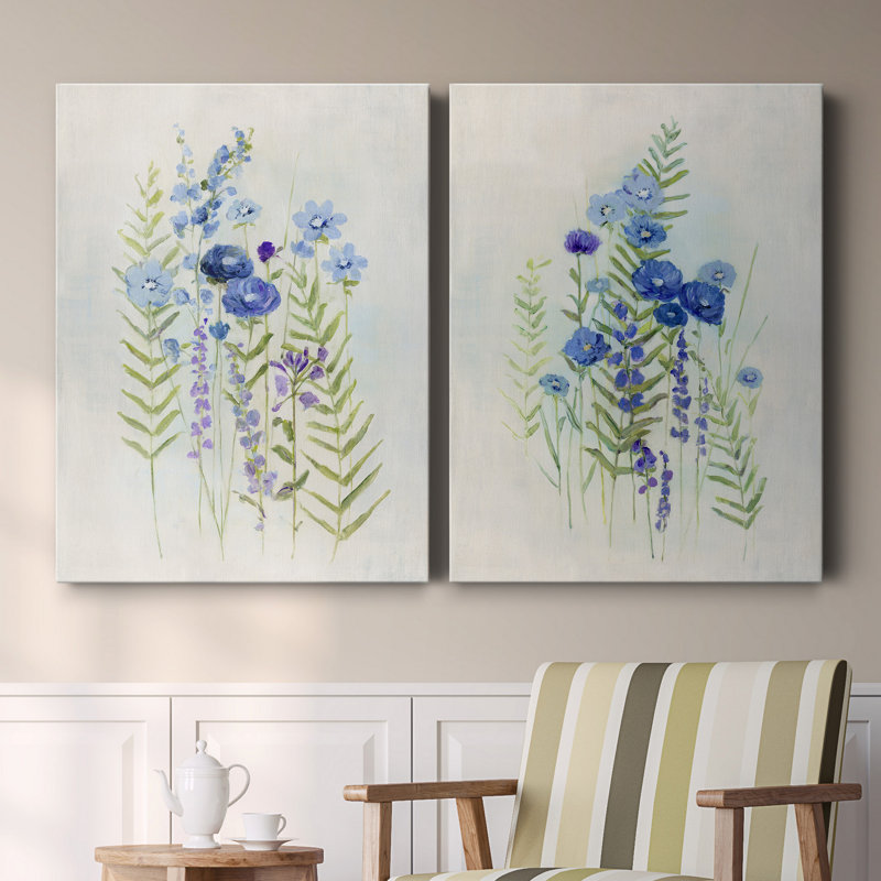 «Cottage Wildflowers I», ensemble de 2 reproductions d'art, H 32 po x l 48 po x P 1 po, Toile tendue, Pas de tapis