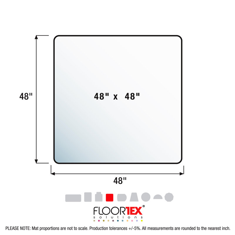 Floortex Ultimat Polycarbonate Chair Mat for Hard Floor, 48" x 48", Square