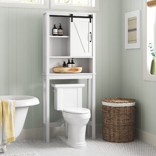 Clearance! Over-the-Toilet Storage Cabinet, Space-Saving Bathroom Cabinet,  with Adjustable Shelves and A Barn Door 27.16 x 9.06 x 67 inch