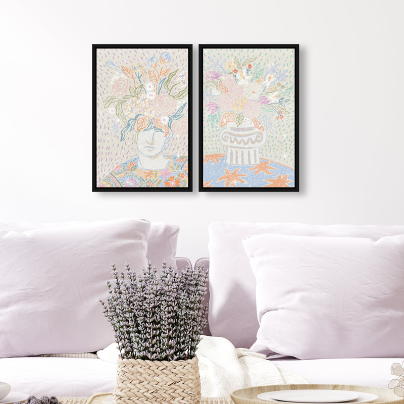 Summer Flourish Set Set by Oliver Gal, 32"H x 22"W, Black Floater Frame
