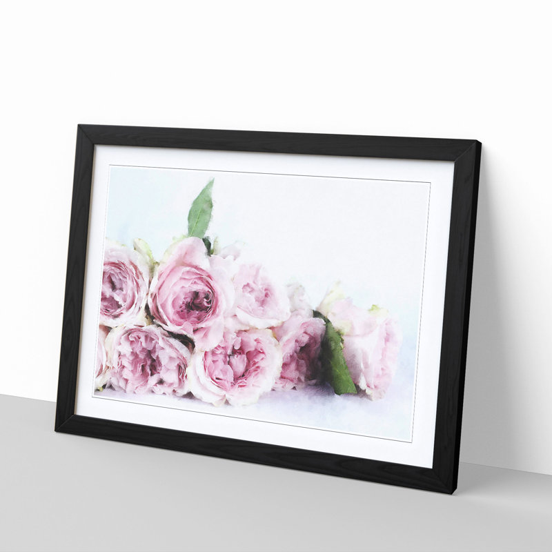 Dusty Pink Roses - Picture Frame Graphic Art Print, Black Framed, 62cm H x 87cm W x 2cm D