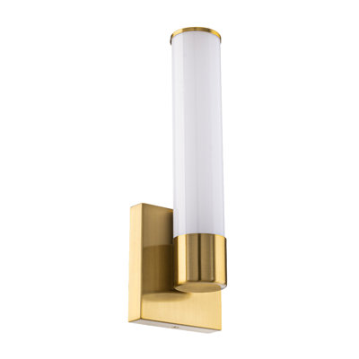 Tube Advantage 14in LED Bathroom Vanity and Wall Light 5-CCT 2700-3000-3500-4000-5000K Selectable Color Temperature 16W 1,200 Lumens in Aged Brass