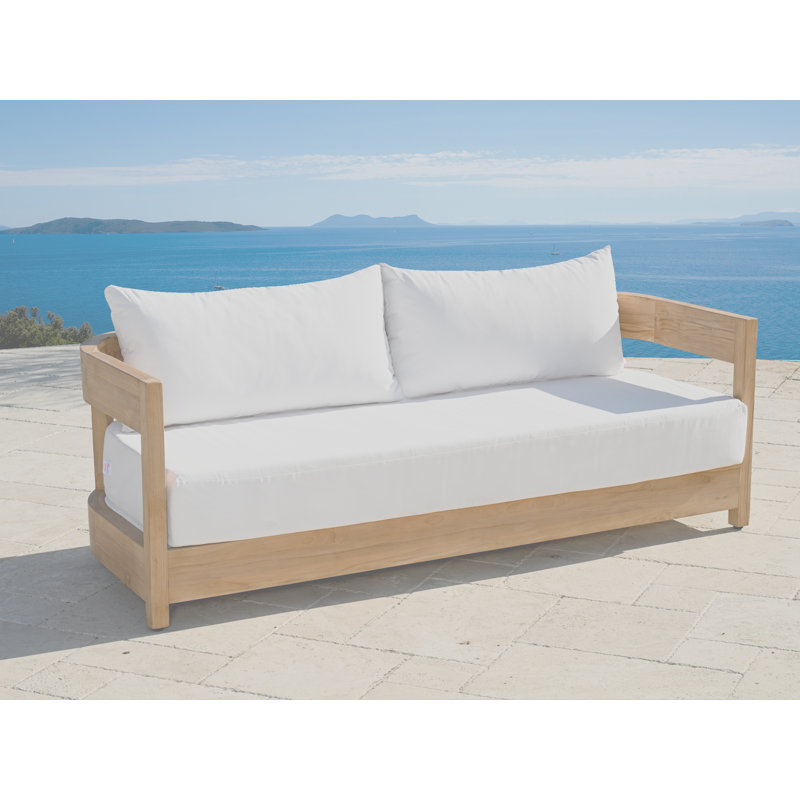 Canapé Everlee, toile Sunbrella teck naturel FSC, Blanc