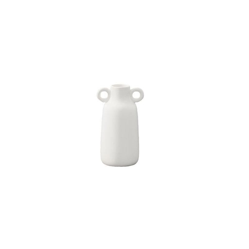 Vase urne en céramique blanc mat