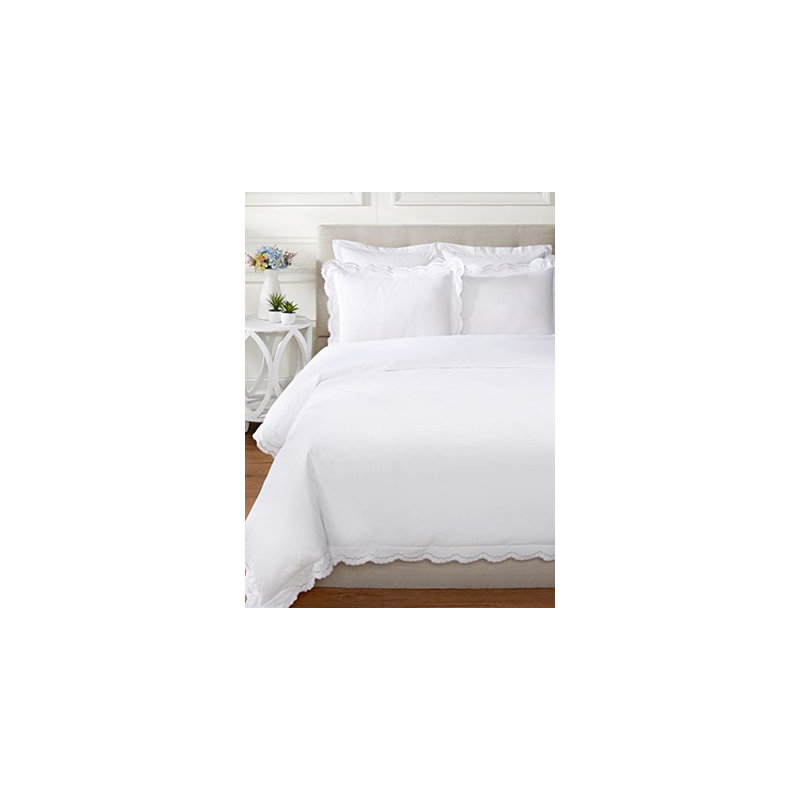 Berrada Double Scalloped 100% Cotton Sham, White