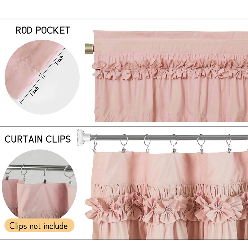 2 Pack Ruffle Window Valances – Handcrafted Bow Tie Blackout Curtain Valances For Windows/Bathroom/Living Room/Bedroom, Farmhouse Decorative Privacy Kitchen Valance, 52"X18"