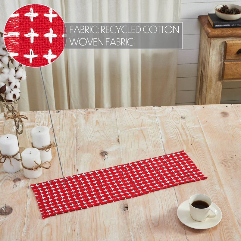 Gallen Rectangle Geometric Cotton Table Runner, 24" x 8"