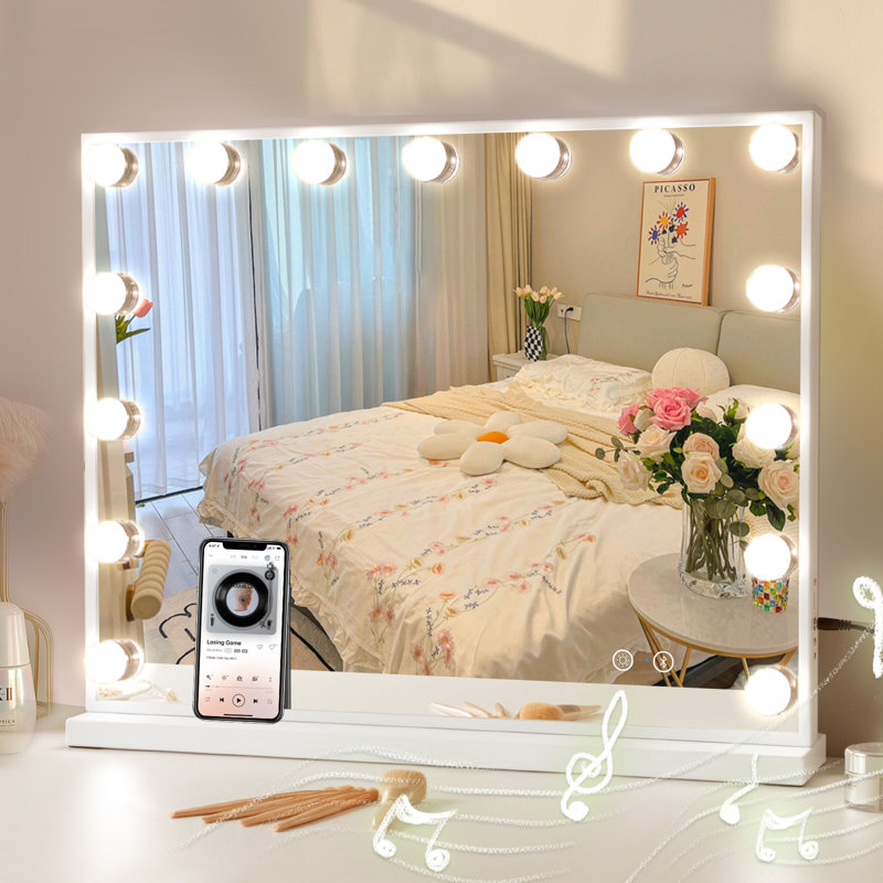 Rectangle Bluetooth LED Metal Mirror, White