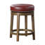 2 tabourets à hauteur de comptoir, siège pivotant à 360 ° en similicuir rouge et garniture cloutée, structure en bois massif brun pour 2 tabourets de salle à manger, finition originale