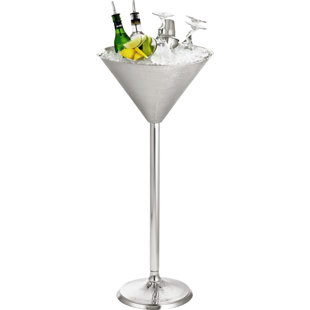 TableCraft Remington Collection Stainless Steel Martini Glass Beverage Stand, 32.5" Tall