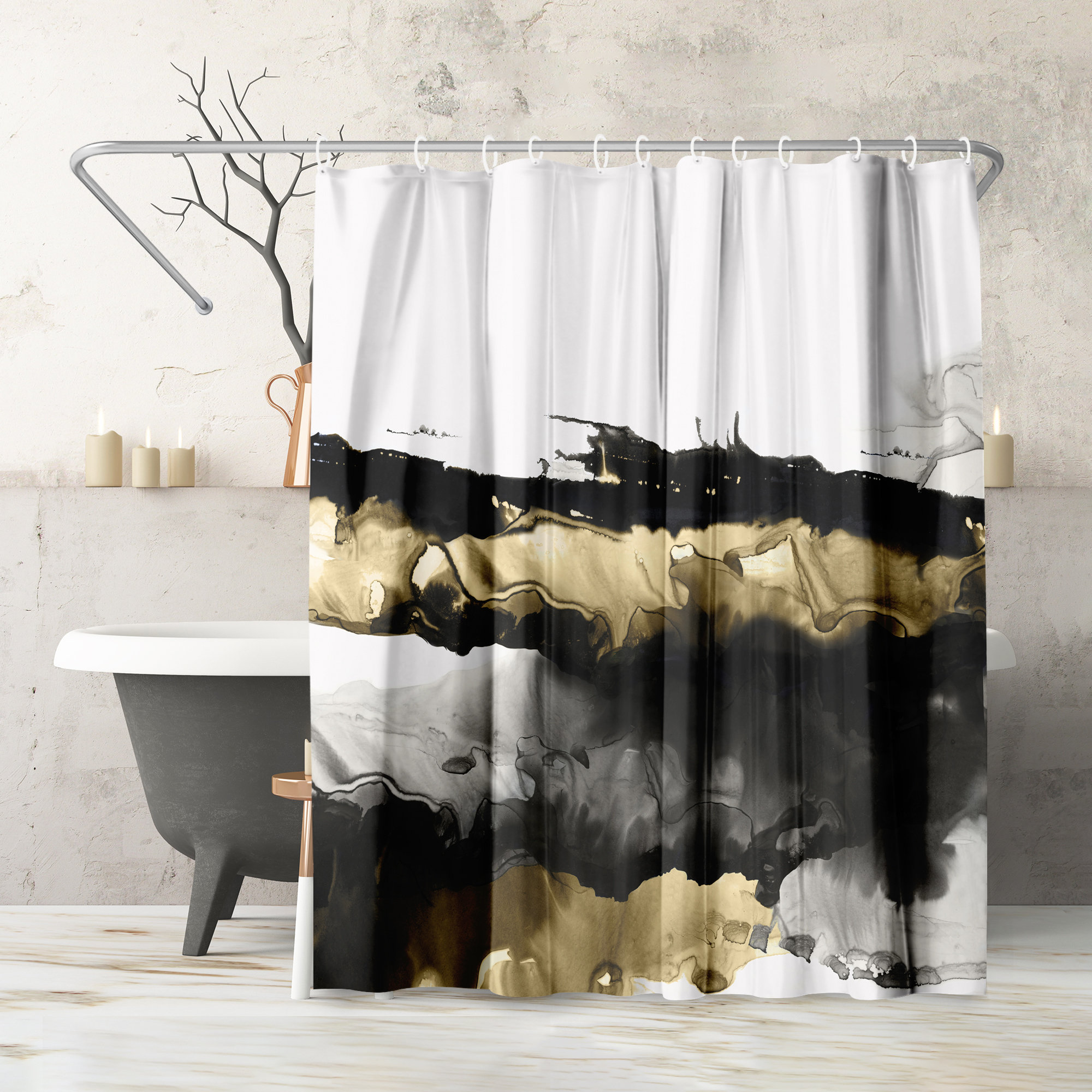 The Twillery Co Abstract Shower Curtain Drizzle By PI Creative Art   Abstract Shower Curtain Drizzle By Pi Creative Art 