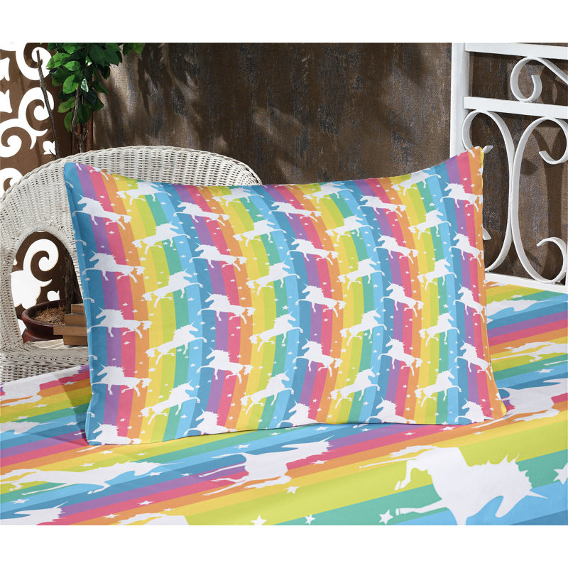 Multicolore drap-housse et coussin décoratif Ambesonne, Ensemble de draps pour grand lit + 4 taies d'oreil