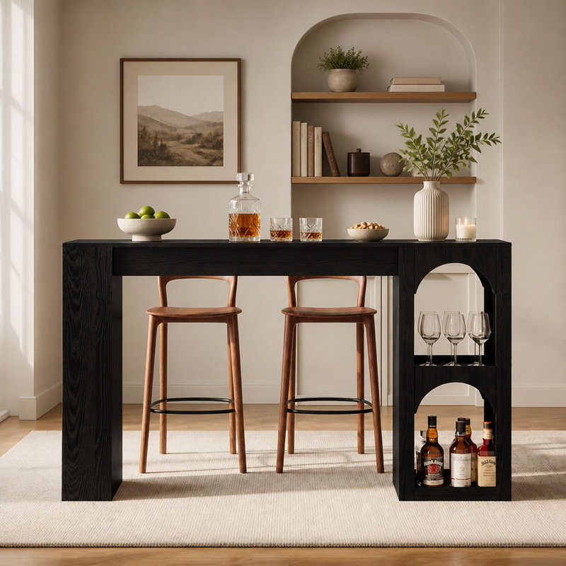 Table de bar 63 po, table de salle à manger à hauteur de comptoir moderne avec rangement double pour la cuisine