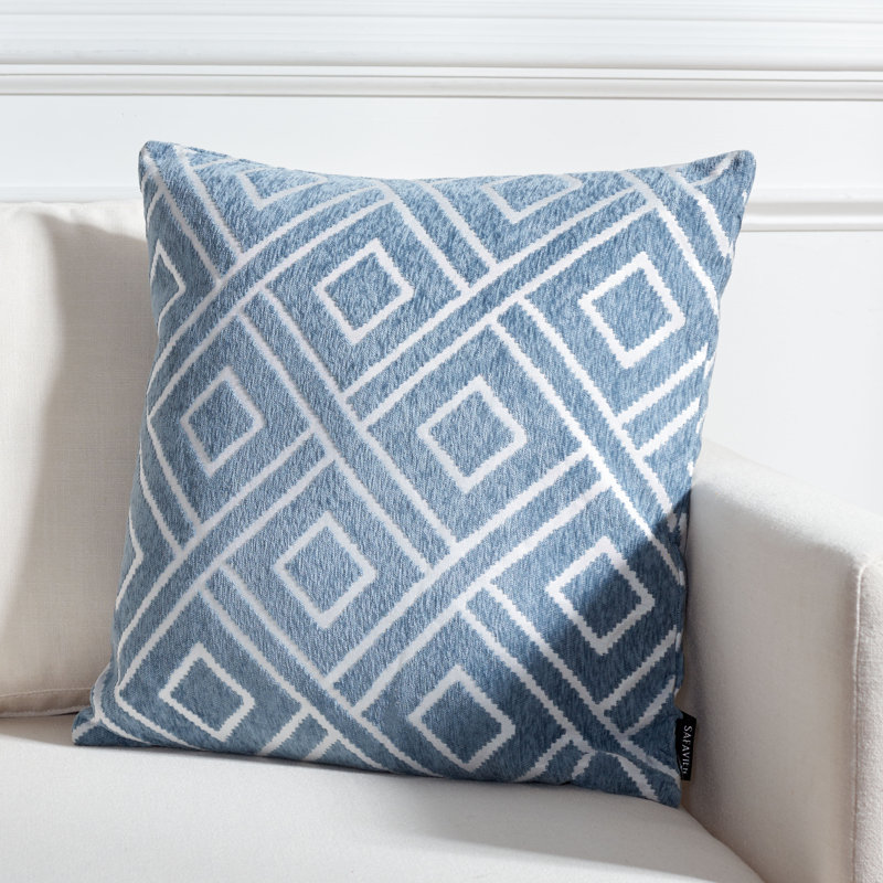 Triska Square Pillow Cover & Insert, Light Blue