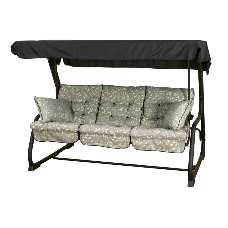 Ariele 3 Person Porch Swing with Canopy, Grey, Grey, Grey