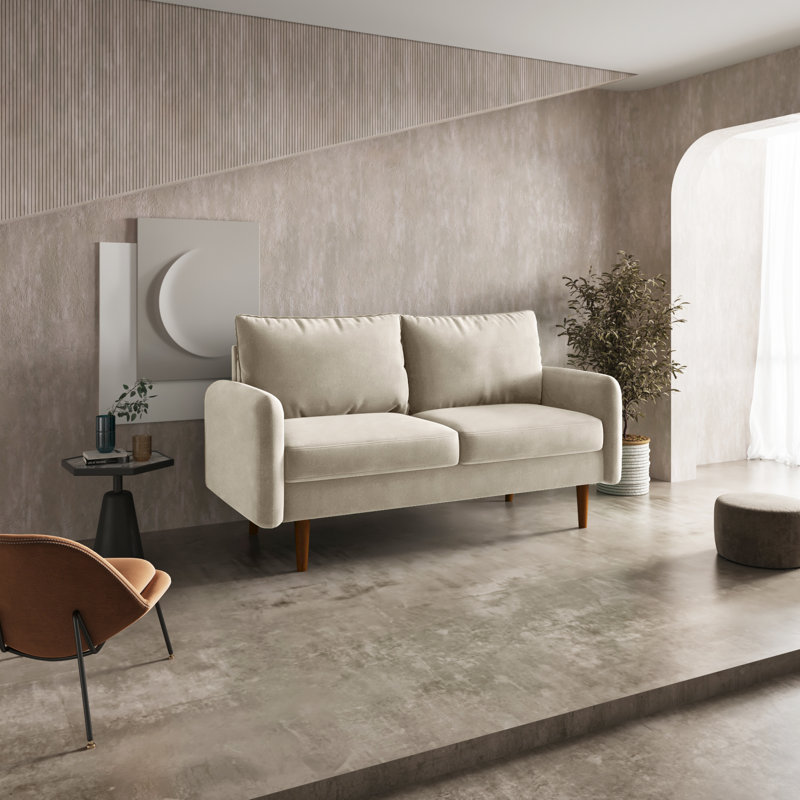 Anacapa 58" Velvet Round Arm Sofa Loveseat, Beige Velvet