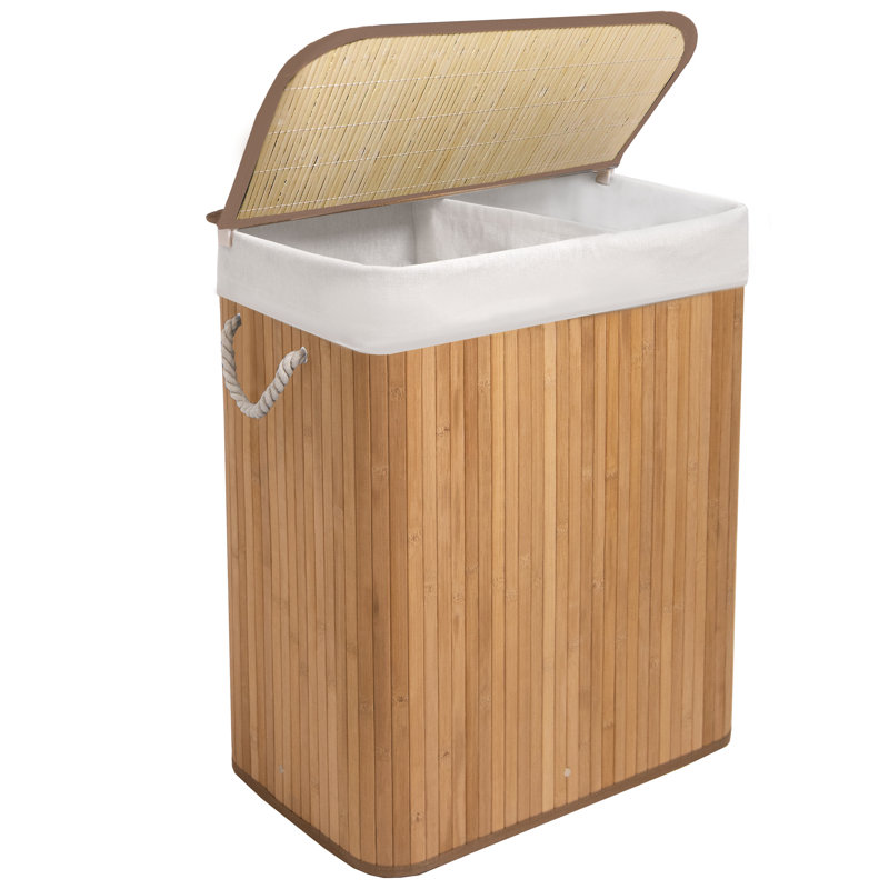 Knight Bamboo Laundry Basket, 105L Laundry Hamper With Removeable Washable Lining, Easy Assemble Easy Folding Storage Bin 52X32X63 Cm – Natural
