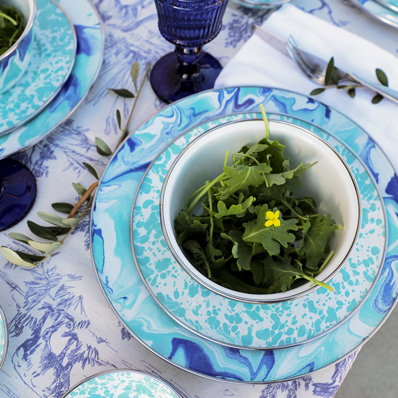 Golden Rabbit Enamelware Lagoon 24 Oz. Salad Bowls, Set of 4