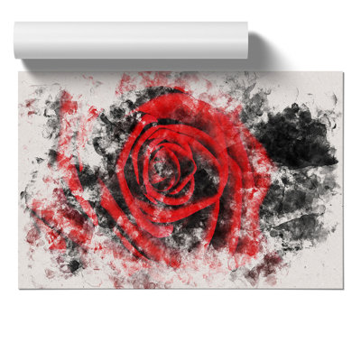 Red Rose Flower Watercolour - Frameless Print