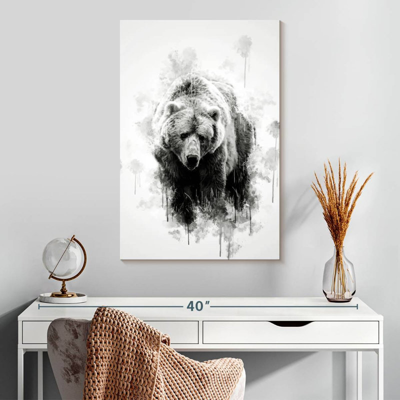 Ours brun Brampt noir et blanc, H 30 po x l 20 po