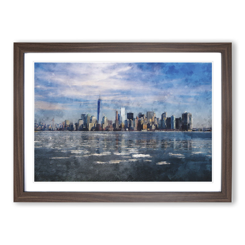 New York Skyline Vol.7 - Framed Print, Walnut Framed, 48cm H x 65cm W x 2cm D
