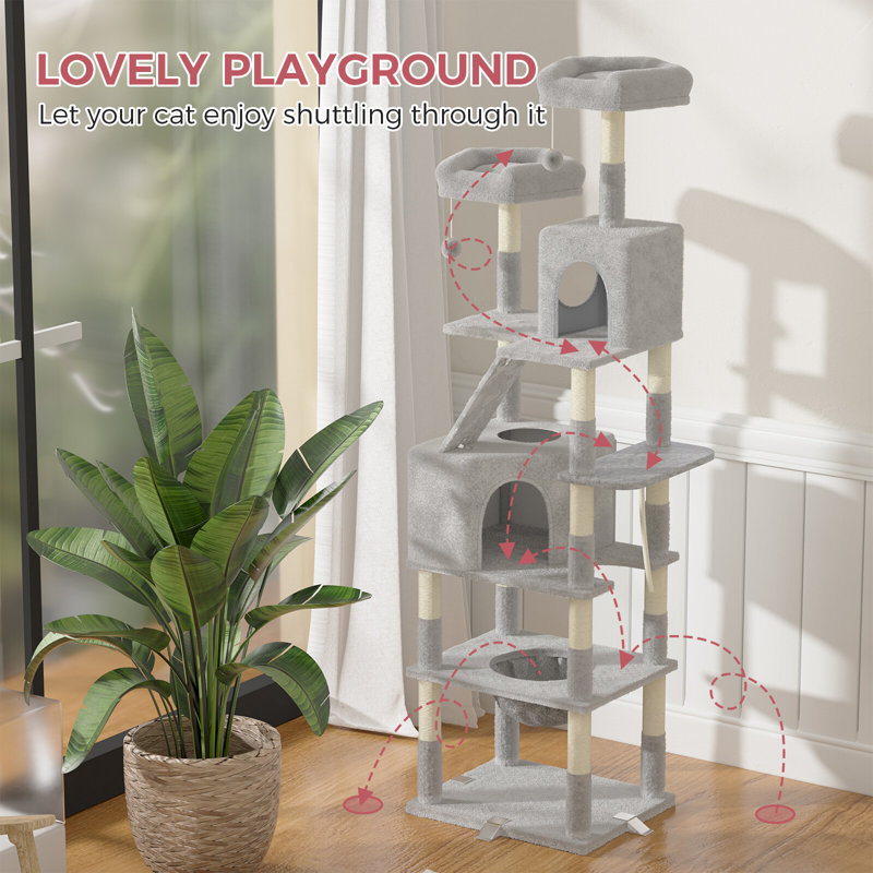 Cat Tree 208cm H Cat Tree, Light Grey