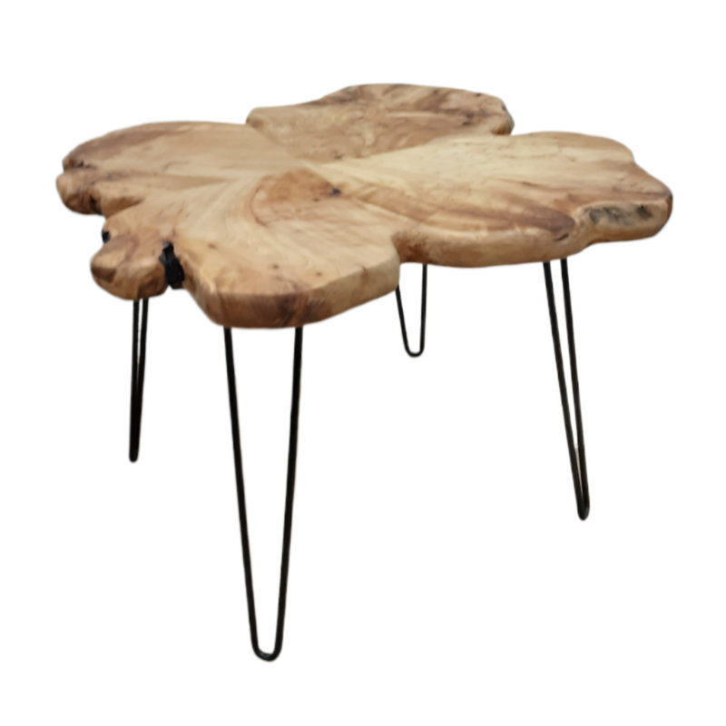 Live Edge Coffee Table With Metal Legs - 26X26x20.5"