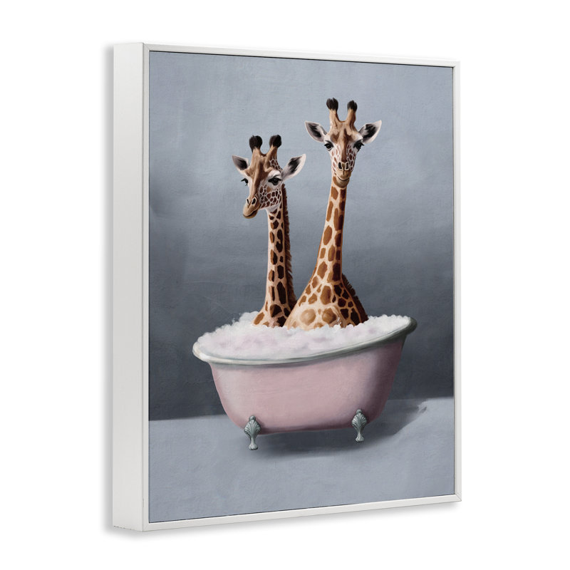  Paire de girafes dans une baignoire, giclée sur toile par Svetlana Aleynikova, H 14 po x l 11 po