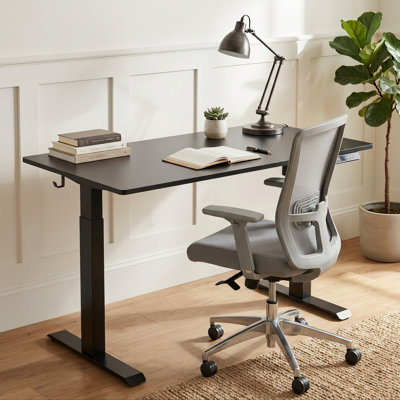 Bureau assis-debout électrique réglable en hauteur, 4 positions mémorisables, idéal pour le télétravail, 122 x 61 cm, noir