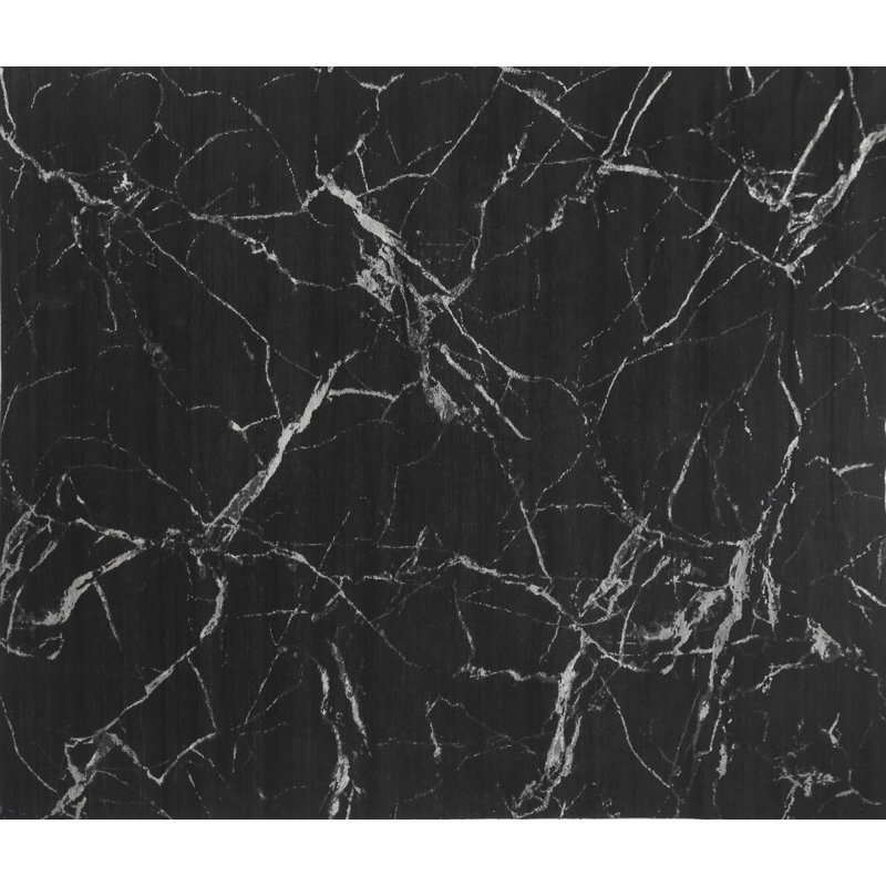 Contemporary One-of-a-Kind Rectangle 9'1" x 12' Rectangle Silk and Wool Area Rug in Black