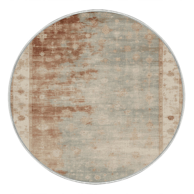 Tapis beige surteint lavable à la machine, Rond 4 pi