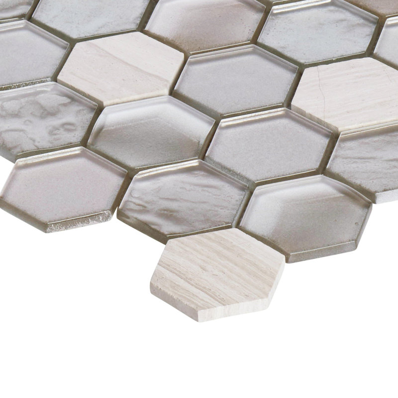 Emperador Marble Mosaic Sheet Tile, Gray/Beige