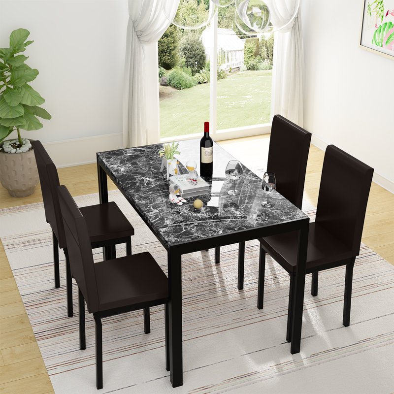 Ensemble repas pour 4 personnes Saulo, Noir, noir, noir, noir