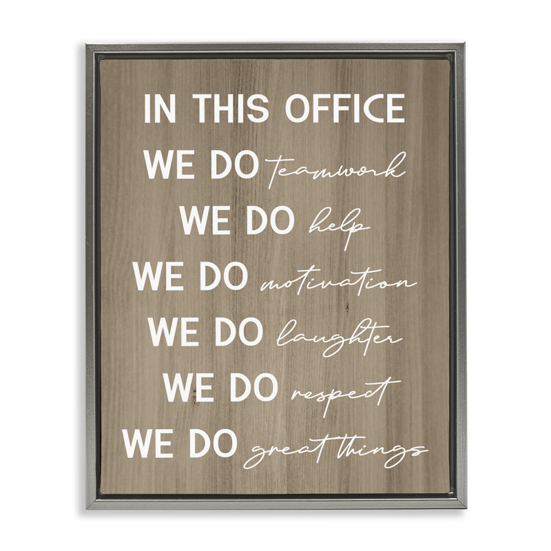  In This Office Motivational Framed Floater Canvas Wall Art by Daphne Polselli, H 31 po x l 25 po, Cadre flottant gris lustré