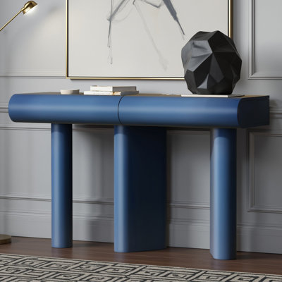 Console étroite 47,6 po avec 2 tiroirs, table d'entrée moderne avec finition ultrabrillante pour petits espaces