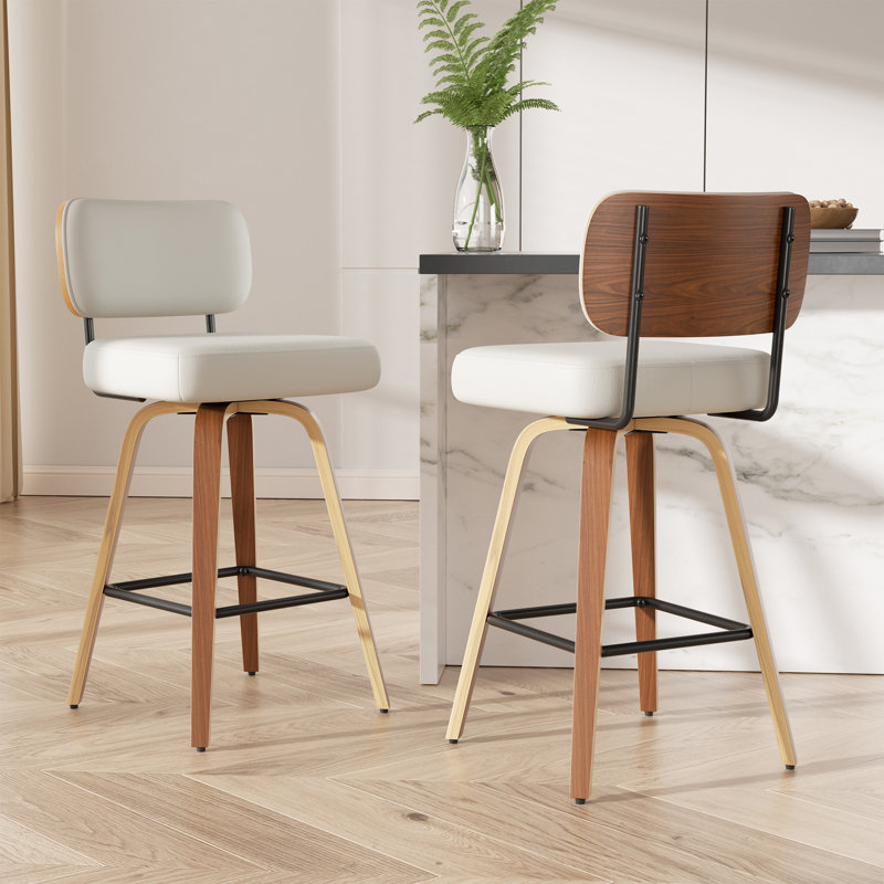 Tabouret pivotant rembourré à hauteur de bar, Beige