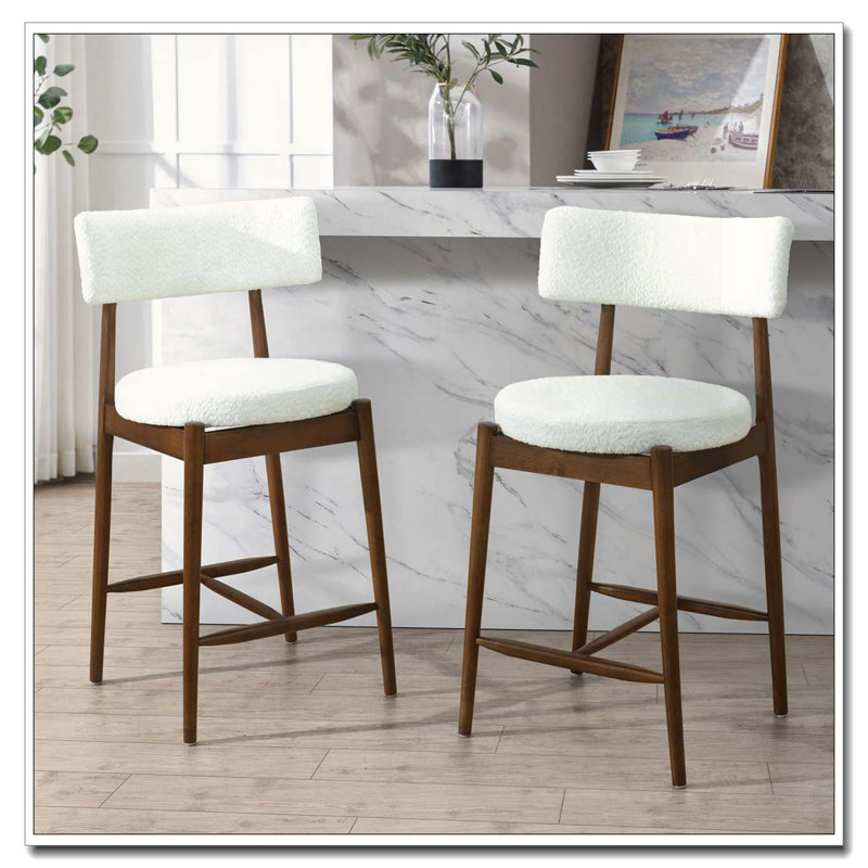 Tabouret de bar rembourré Boucle, Noyer