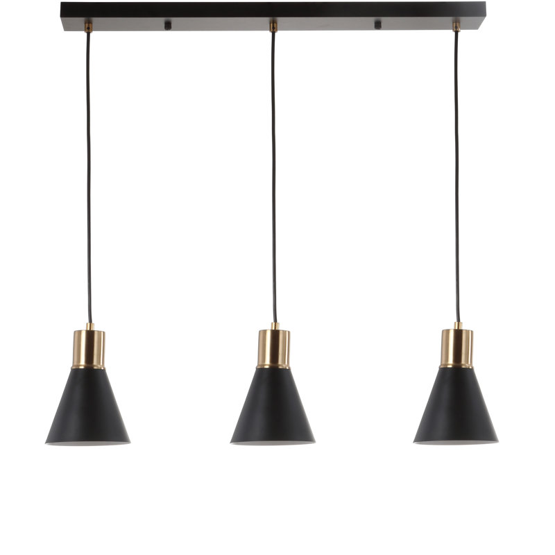 Zurcher 3 - Light Kitchen Island Pendant, Black/Brass Gold