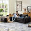 Canapé-lit convertible rembourré 104,72 po avec 3 coussins, canapé amovible, canapé-lit de plancher, canapé-lit modulaire modulaire en chenille moelleux, lits désossés pour le salon, sans assemblage-22116731