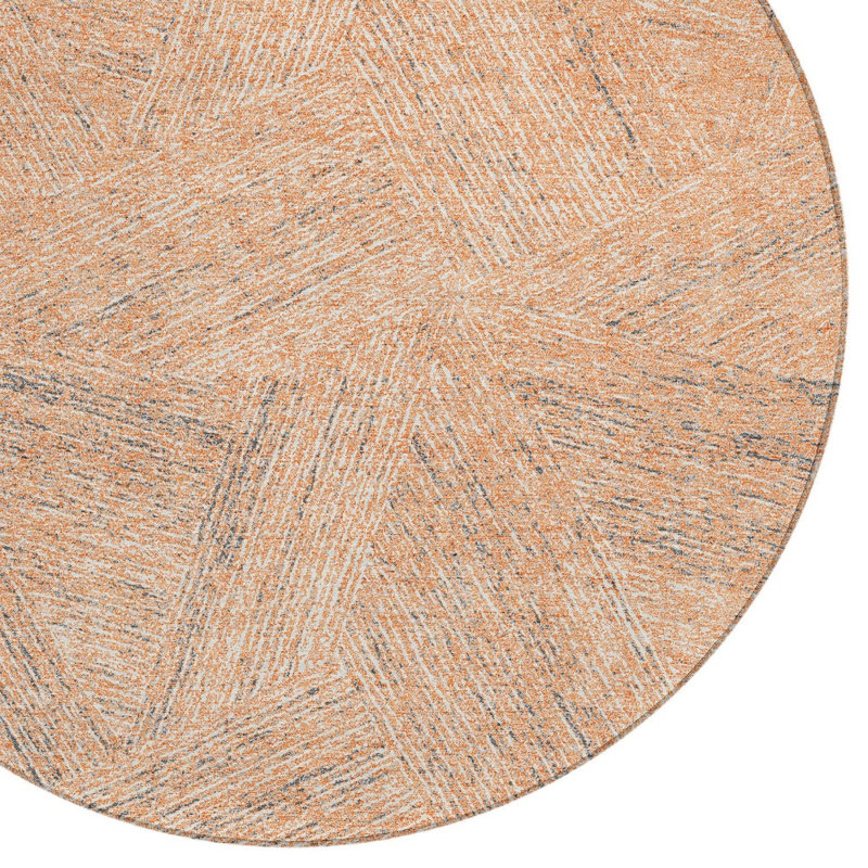 Tapis extérieur rond lavable abstrait 8 pi pêche