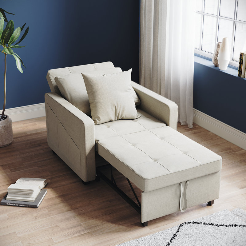 Niama Upholstered Accent Chairs Bed, Cream Fireproof Sponge