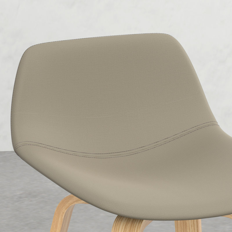 2 pièces Tabouret - Siège courbé en tissu de lin naturel avec dossier et tabourets de bar (2) Revêtement de style Mid-Century