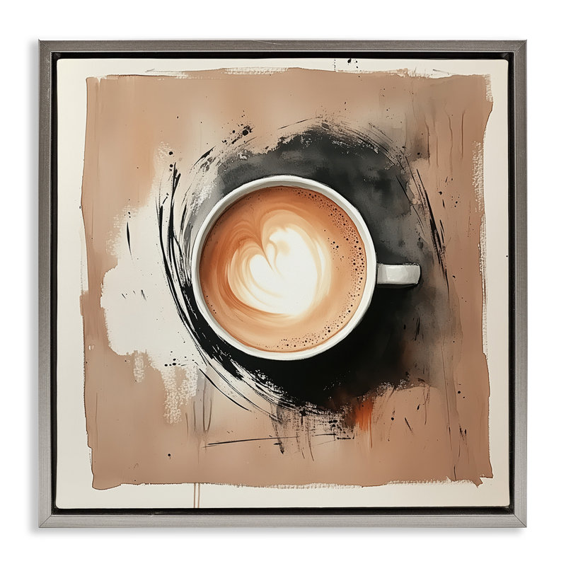 Art mural moderne sur toile flottante, "Modern Coffee Love", conception par Annabelle Hall, H 25 po x l 25 po